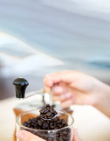 Picking a coffee bean, symbolizing the start of natural detox.