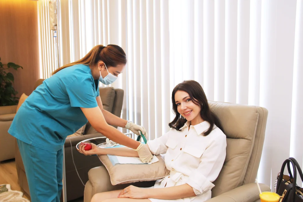 Girl monitors her health vitals during a rejuvenation program, highlighting the link between internal wellness and total skin revitalisation.